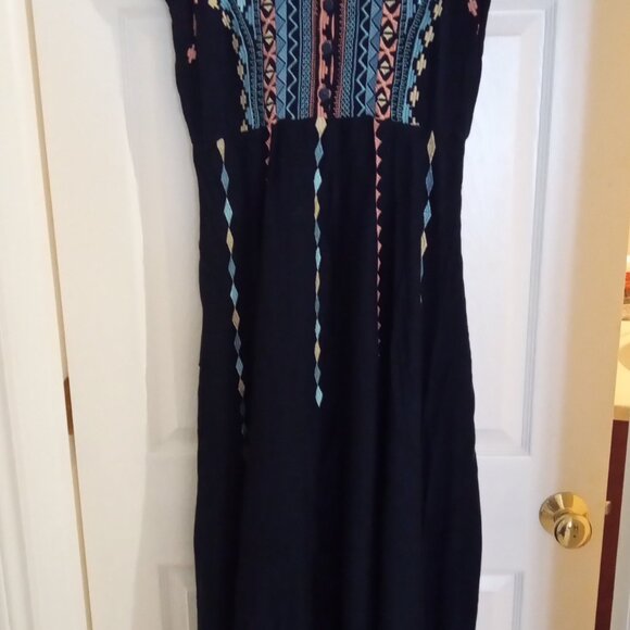 Johnny Was navy blue embroidered maxi dress in women's size small - Picture 5 of 8